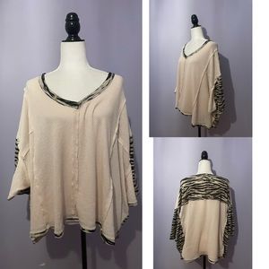 POL waffle knit loser pullover Animal print top